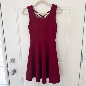 Red mini dress with criss cross back